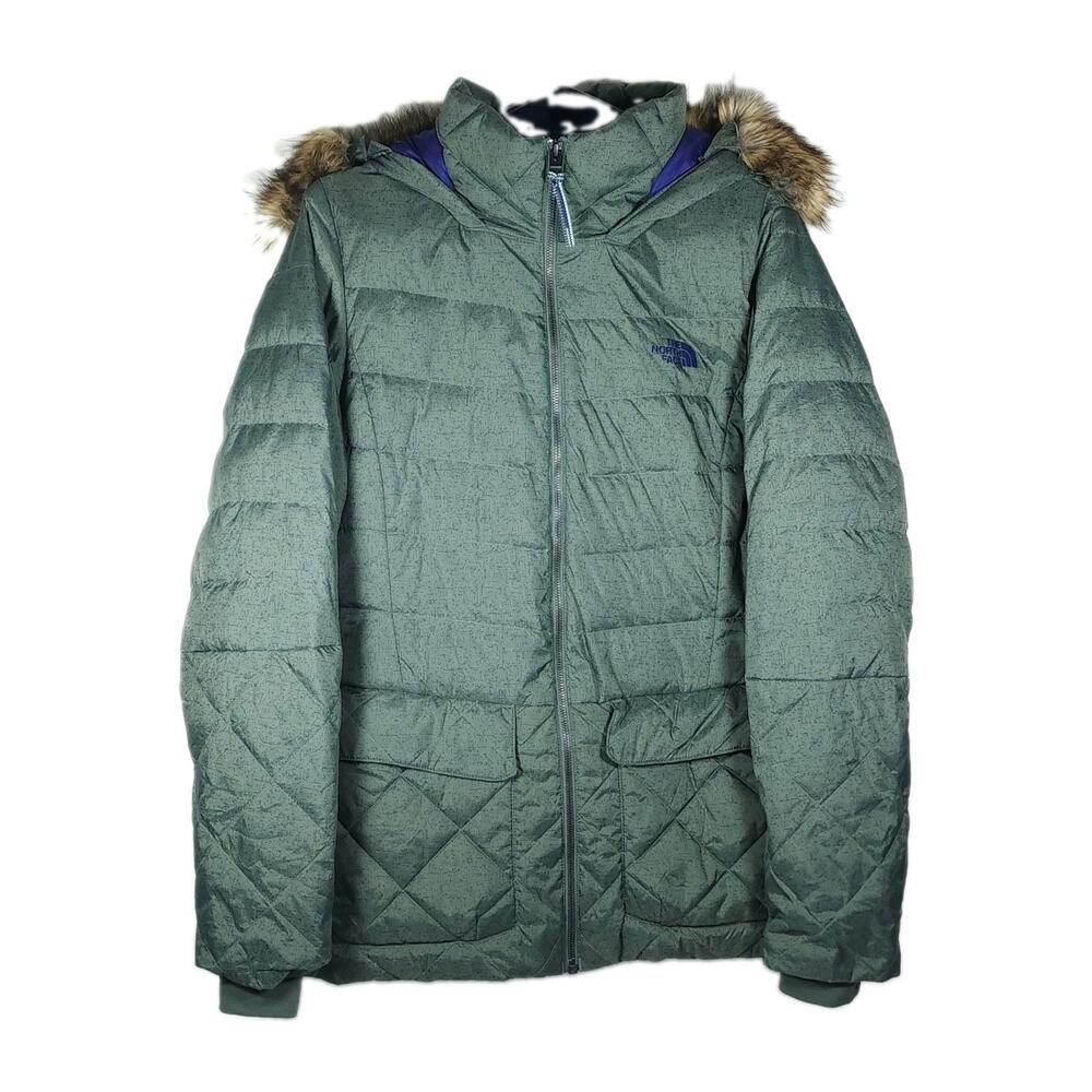 The North Face Women's Gotham 550 Fill Down Medium Green Hooded Parka Jacket